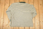 Vintage 1990s Rue Quarter Zip Striped Knit Sweater Women's L