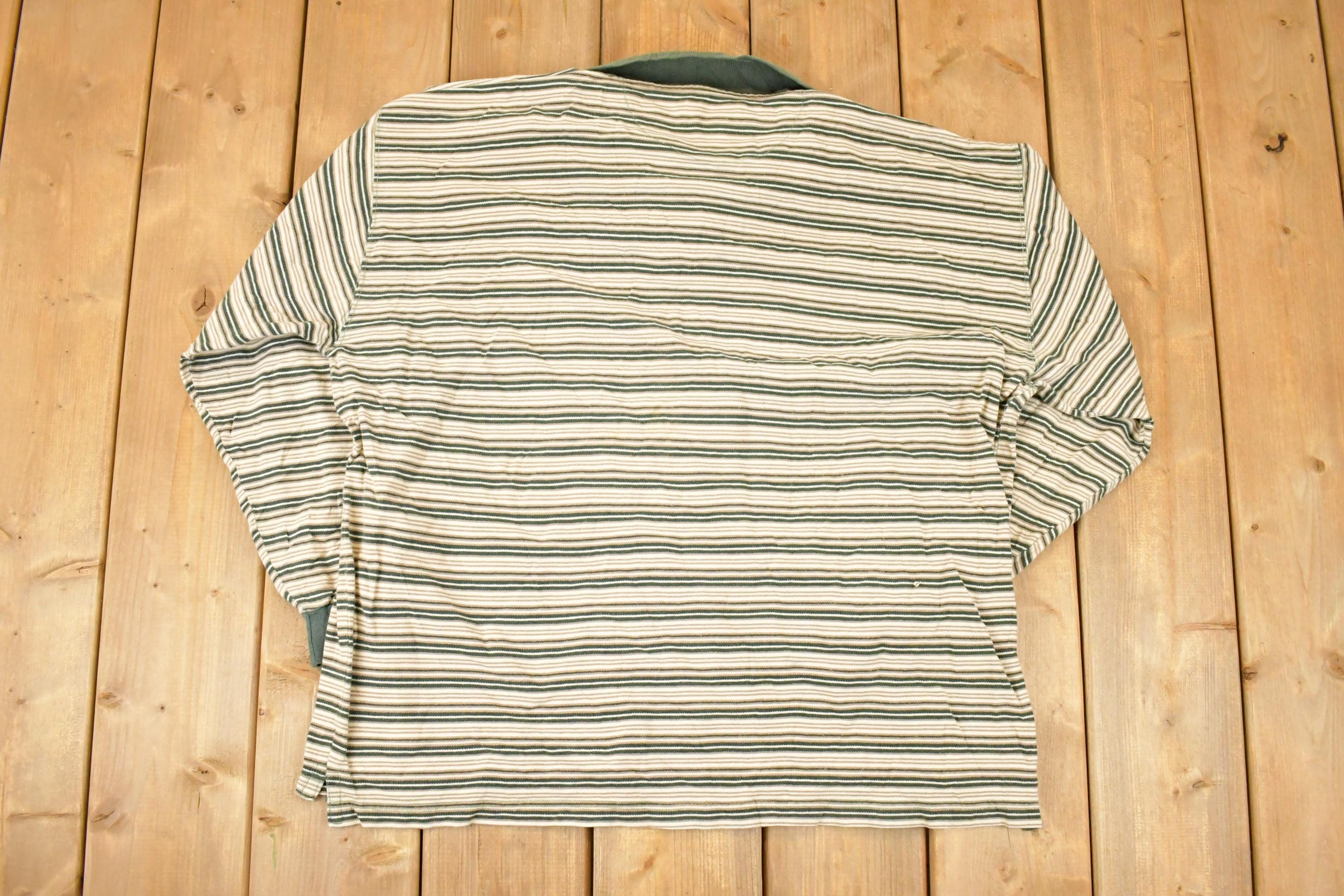 Vintage 1990s Rue Quarter Zip Striped Knit Sweater Women's L