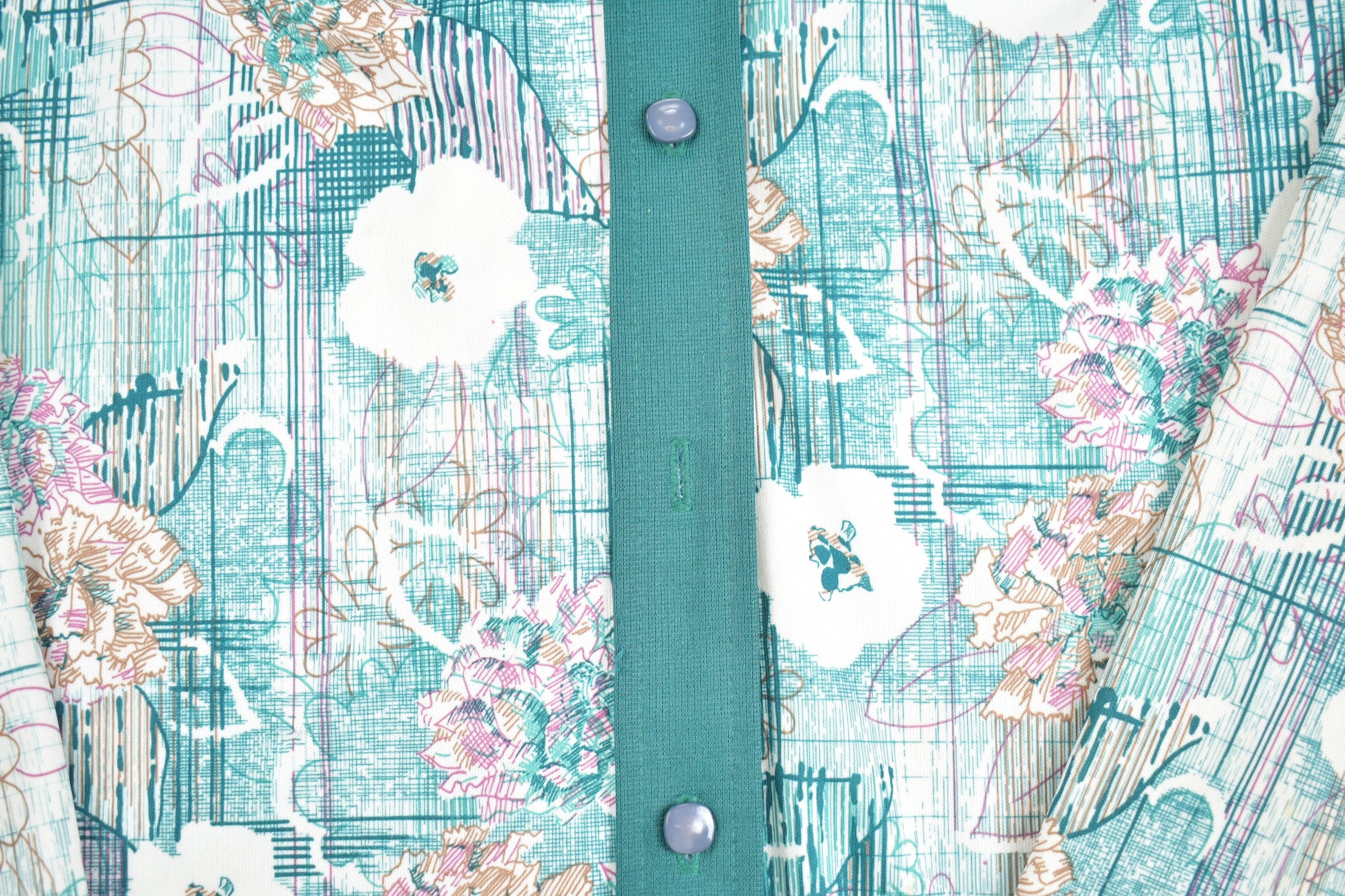Vintage 1970s Abstract Floral Western Button Up Shirt