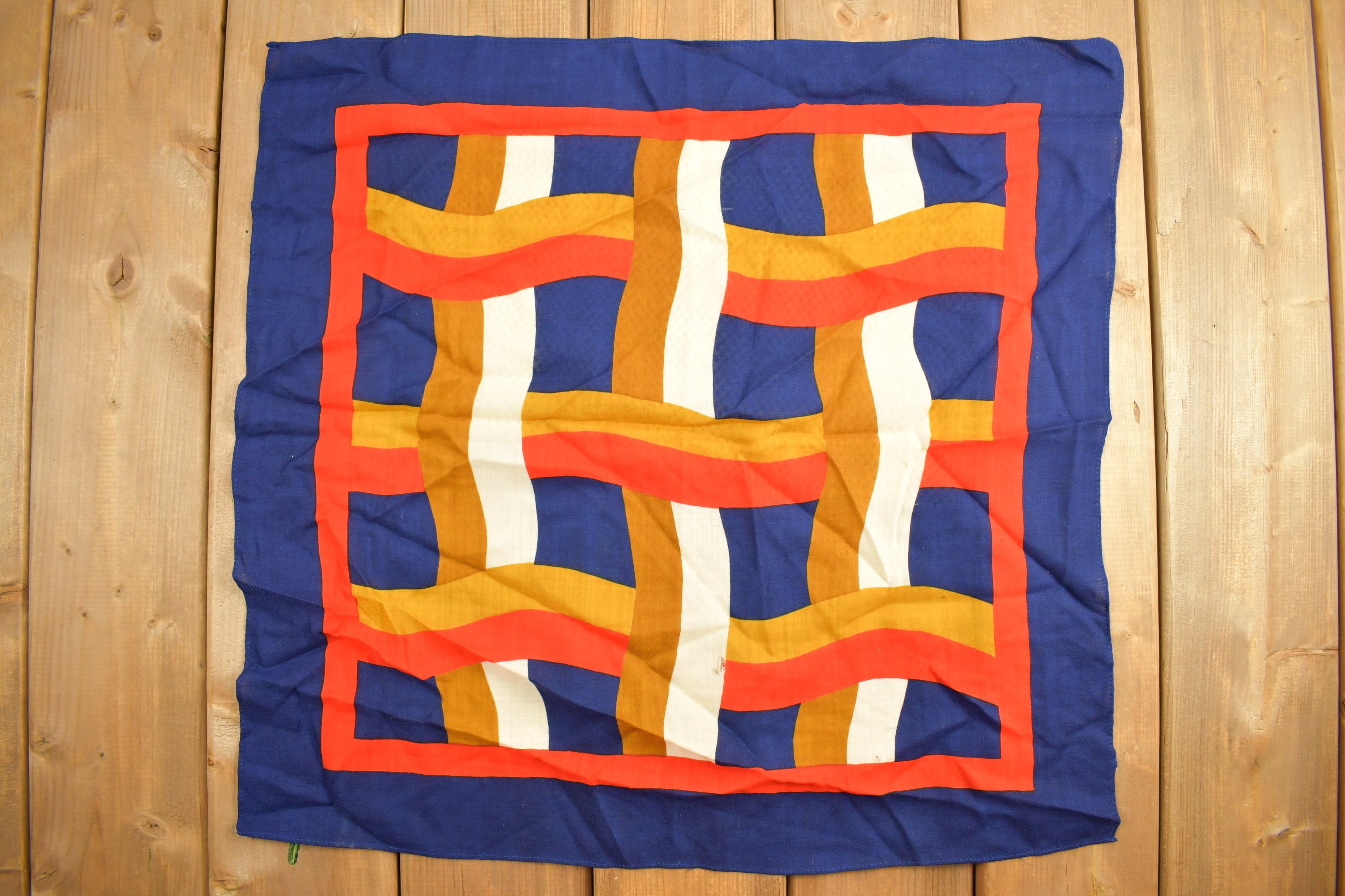 Vintage 1980s Abstract Woven Pattern Scarf