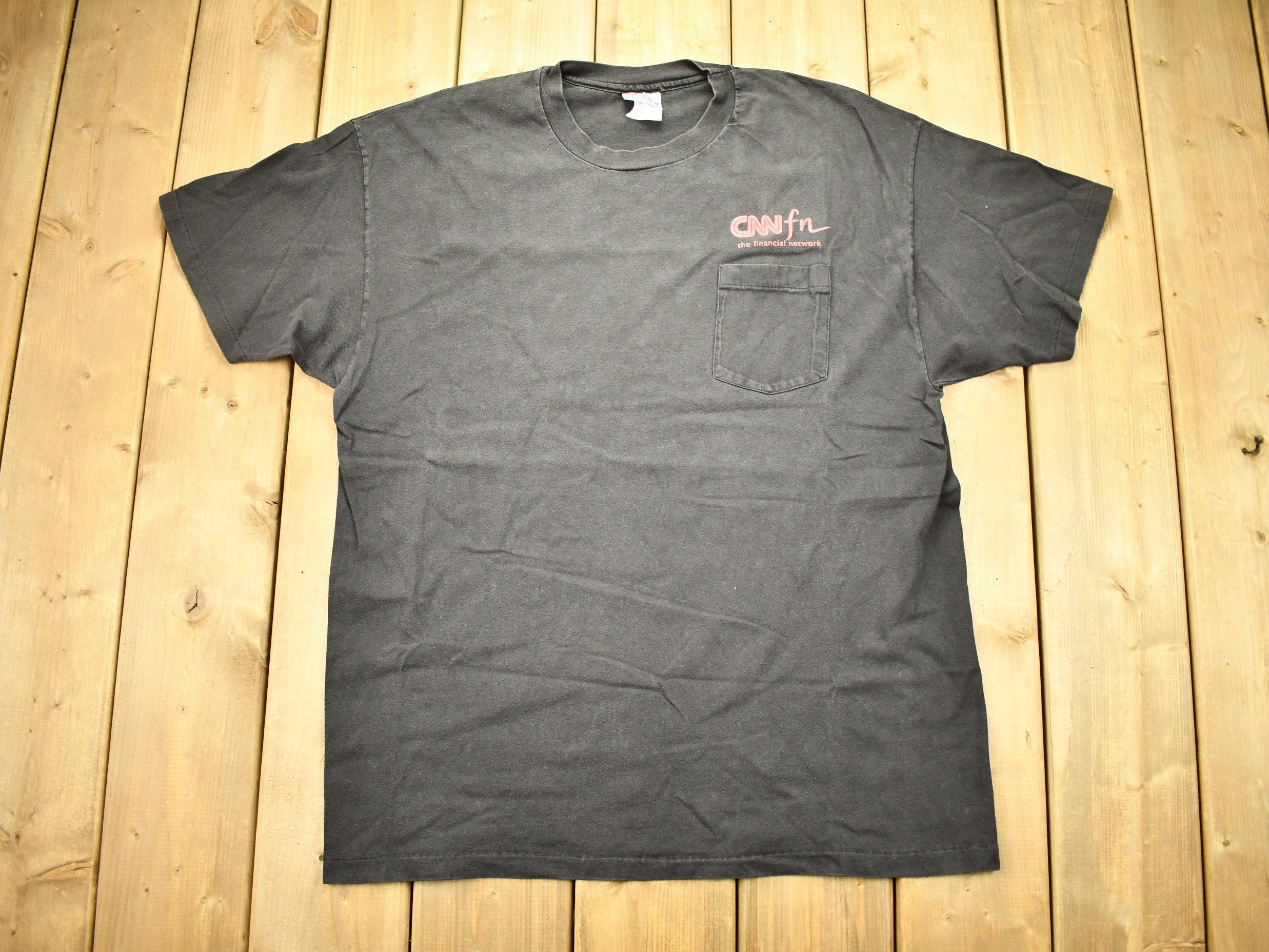 Vintage 1990s CNN The Financial Network News Station Graphic T-Shirt