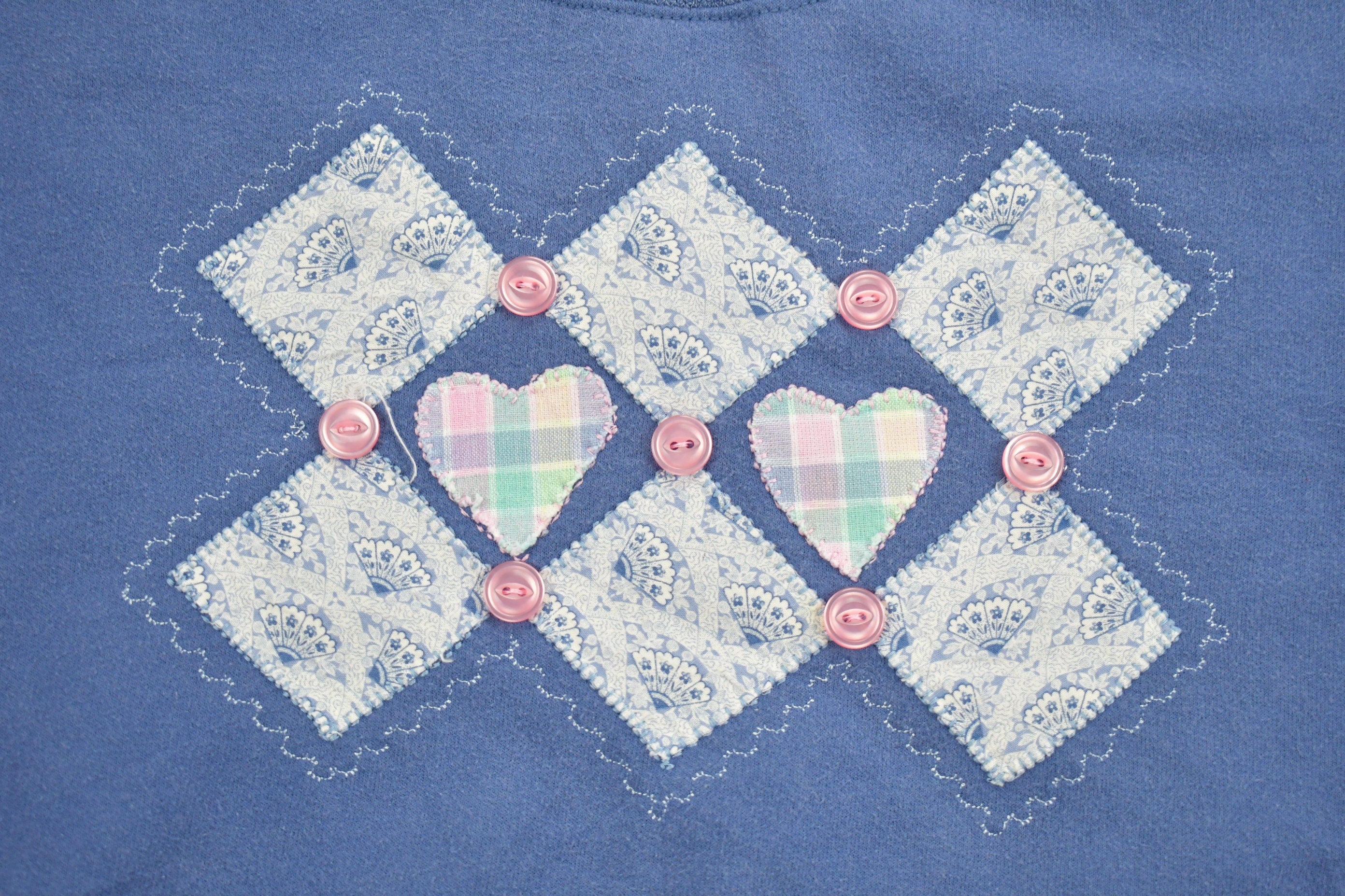 Vintage 1990s Heart Patchwork Cute Crewneck