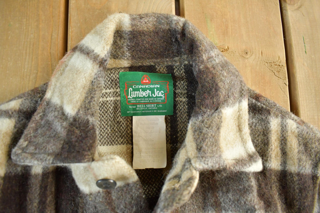 Vintage 1970s Canadian Lumber Jac Wool Flannel Shirt Jacket Men's Medium