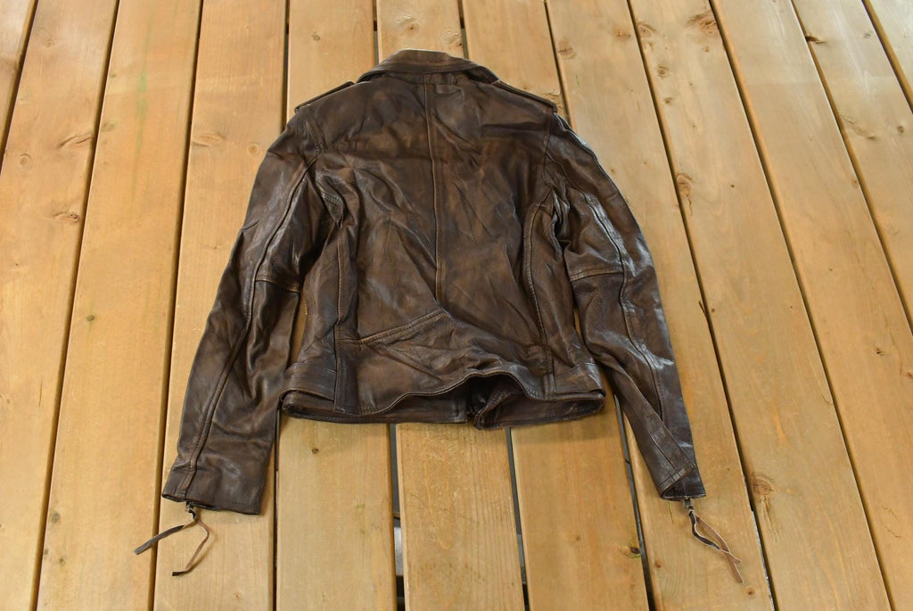 Vintage 1980s Real Leather Biker Motorcycle Leather Jacket Women's XS