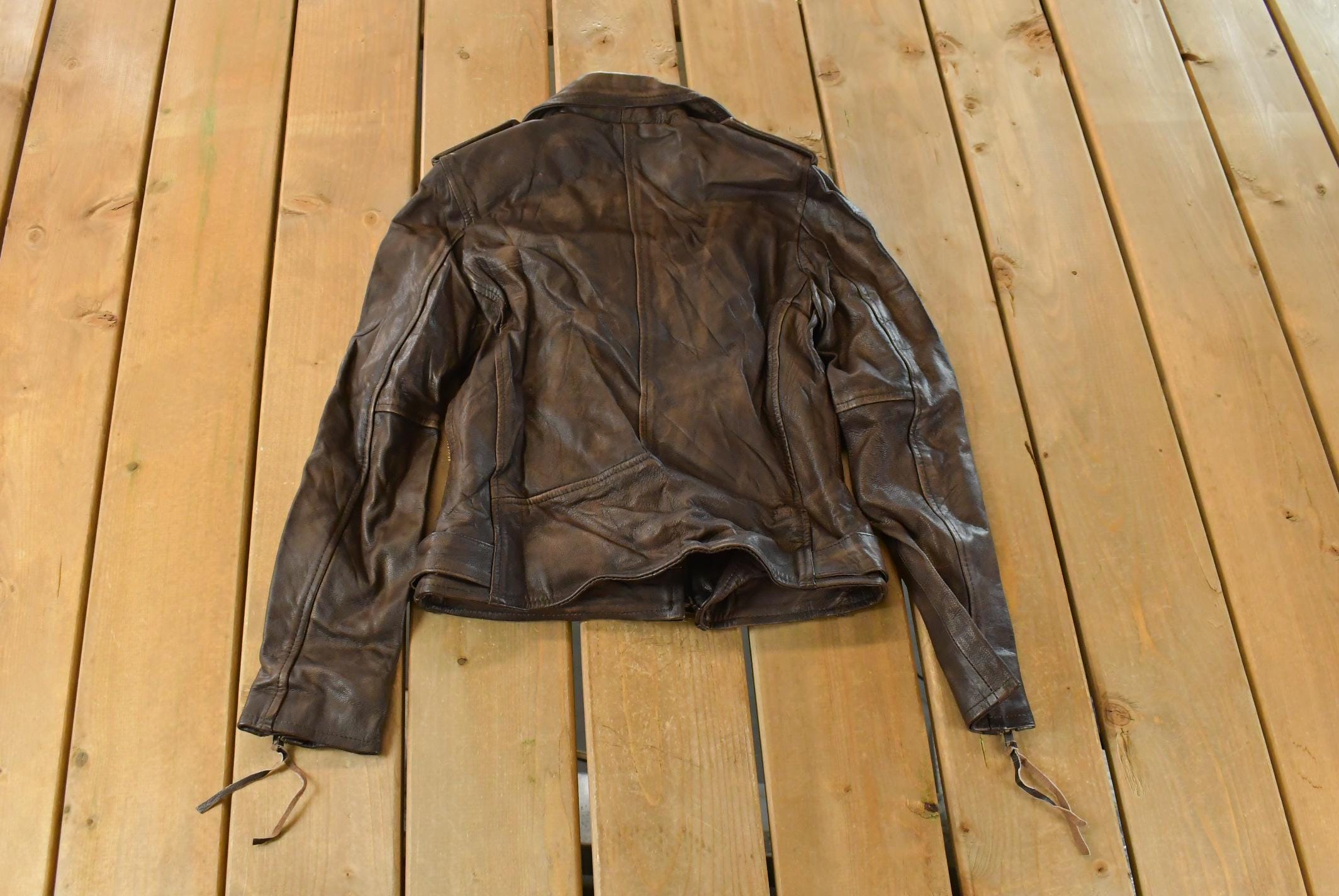 Vintage 1980s Real Leather Biker Motorcycle Leather Jacket Women's XS /