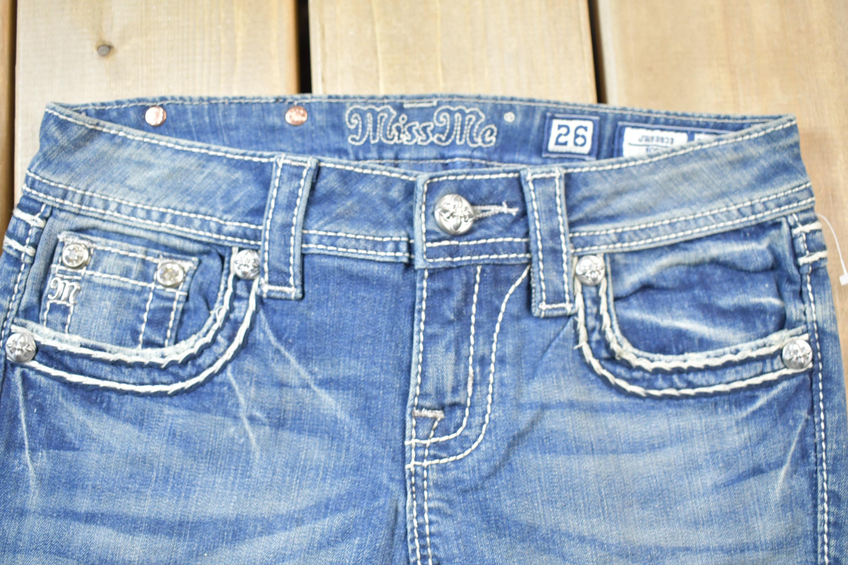 Vintage Y2K Miss Me Bedazzled Low Rise Jeans Size 26x33