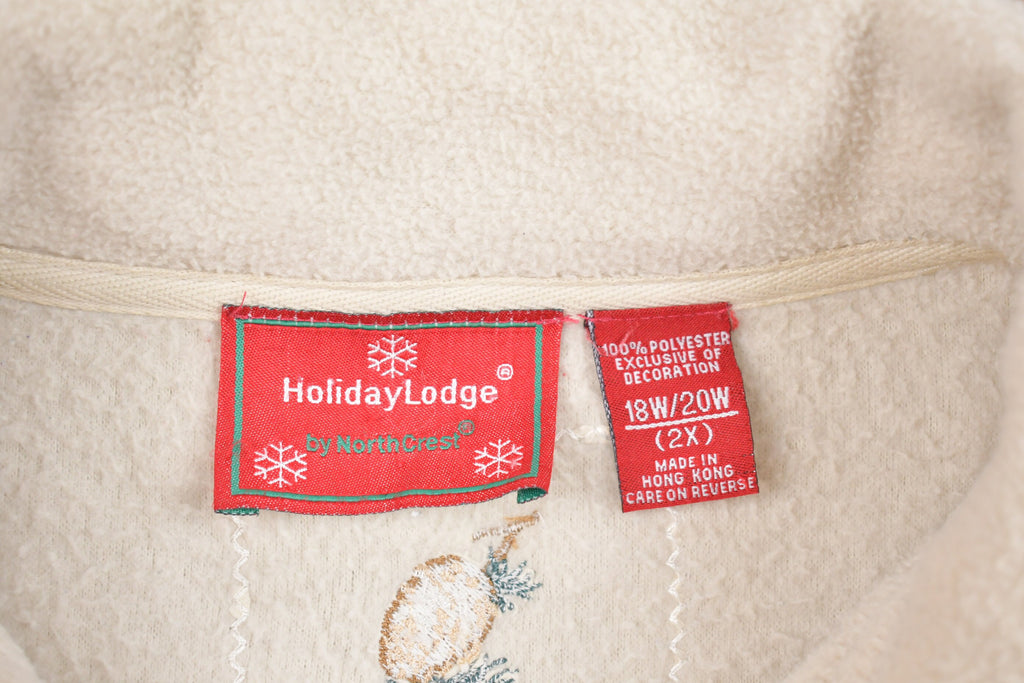 Vintage 1990s Holiday Lodge Fleece Animal Zip Up Sweater