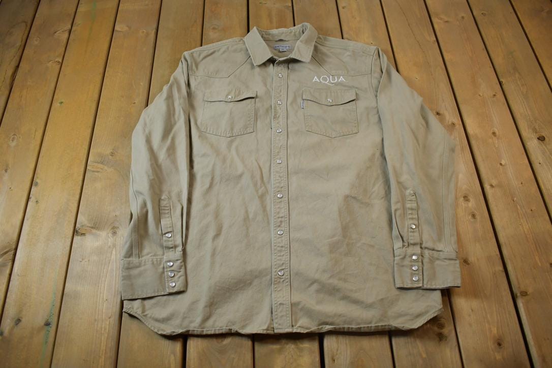 Vintage Y2K Carhartt "Aqua" Pearl Snap Heavy Work-shirt -2XL