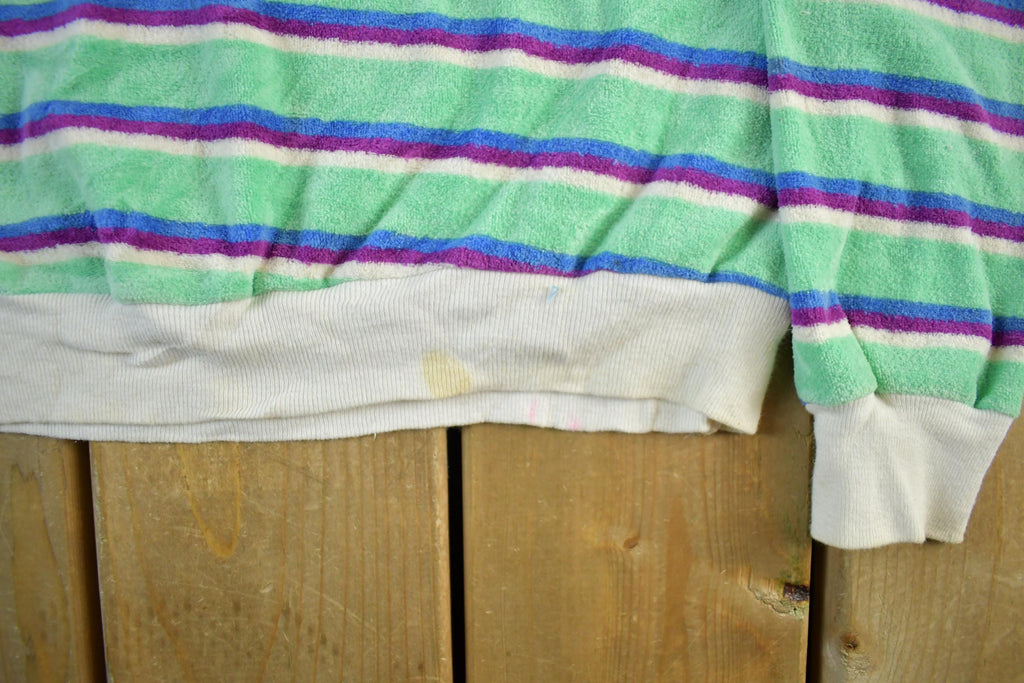 Vintage 1990s Over Easy Velour V Neck Sweater Women's S