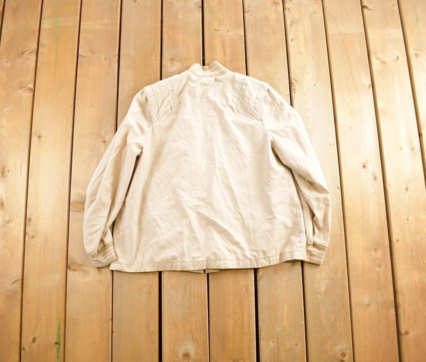 Vintage 1990s Freddi Gail International Beige Satin Bomber Jacket
