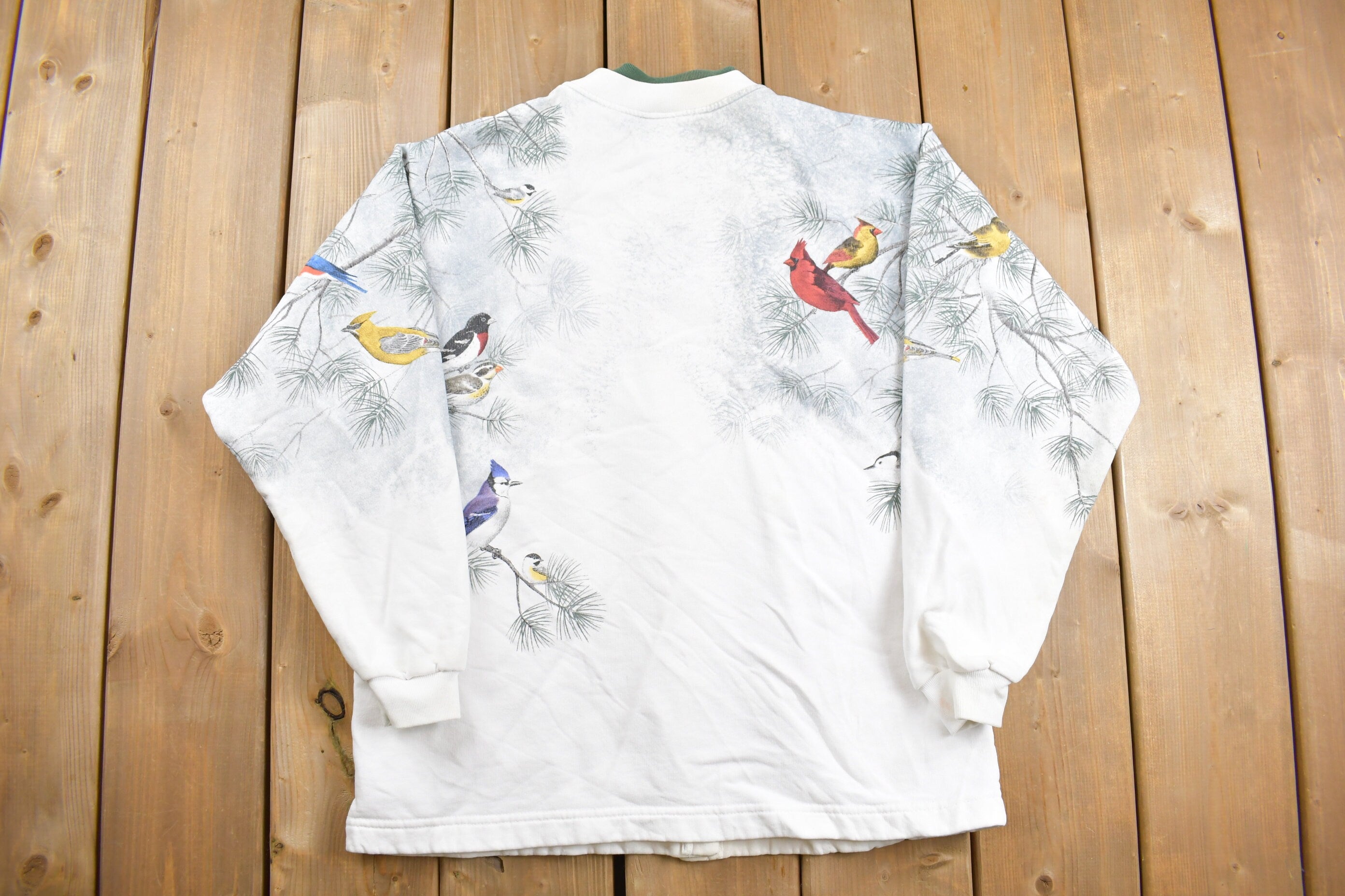 Vintage 1990s Cute Bird Graphic Cardigan Sweatshirt