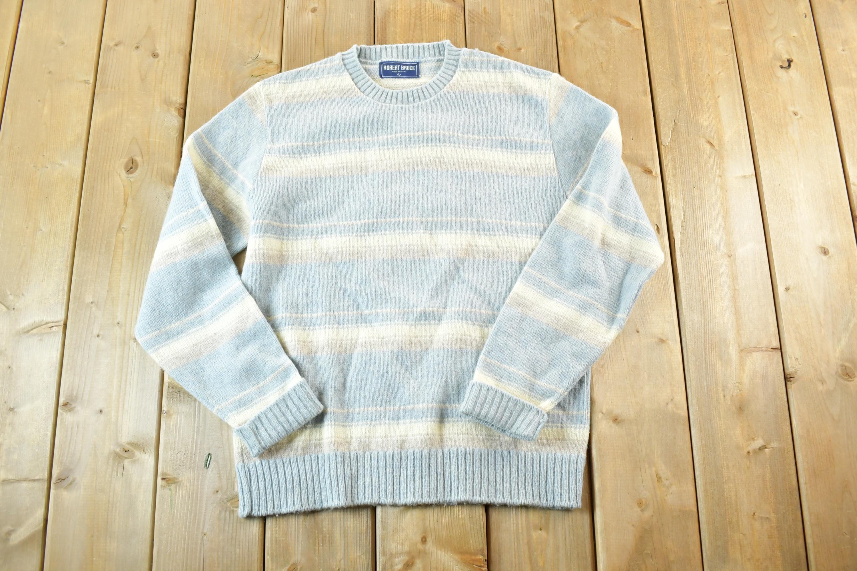 Vintage 1990s Robert Bruce Knit Striped Crewneck Sweater Mens L
