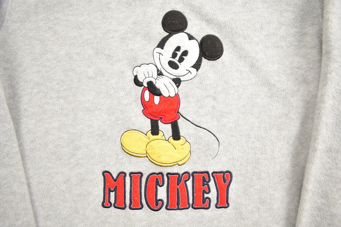 Vintage 1990s Mickey Mouse Disney V-Neck Fleece Sweatshirt