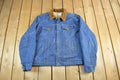 Vintage 1980s Saddle King Western Sherpa Lined Denim Jean Jacket Men's XL