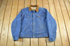 Vintage 1980s Saddle King Western Sherpa Lined Denim Jean Jacket Men's XL