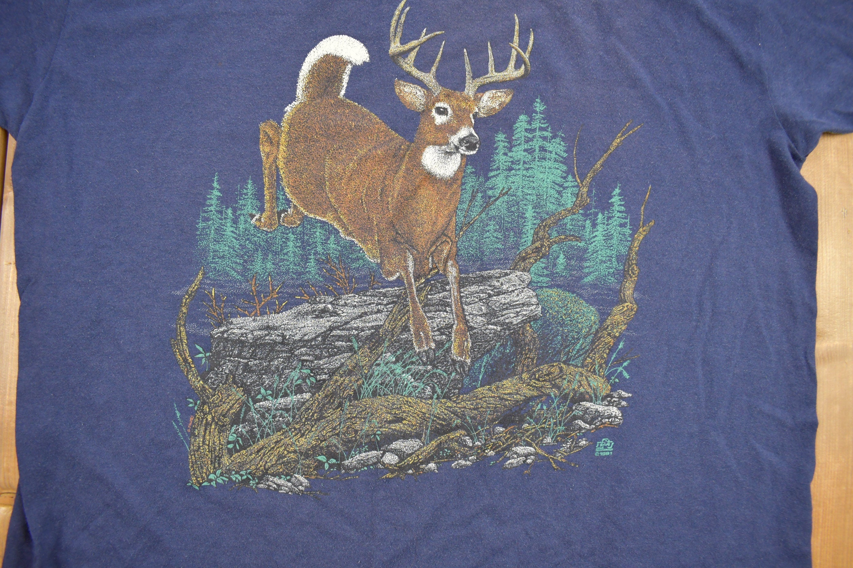Vintage 1991 Deer Graphic Souvenir T Shirt