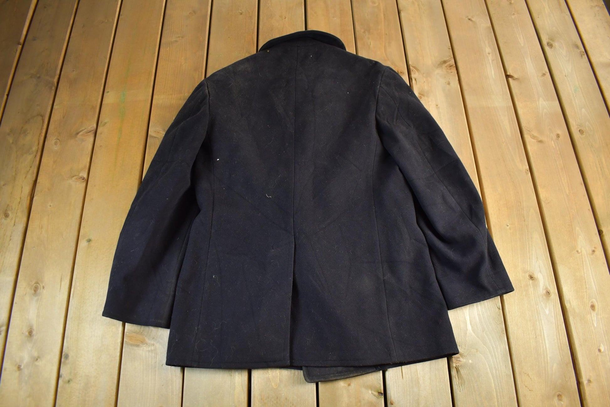 Vintage 1940s WW2 Era Naval Wool Coat Men's Small