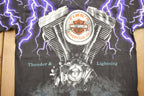 Vintage 1992 Harley Davidson Motorcycles Thunder & Lightning All Over Print T-Shirt