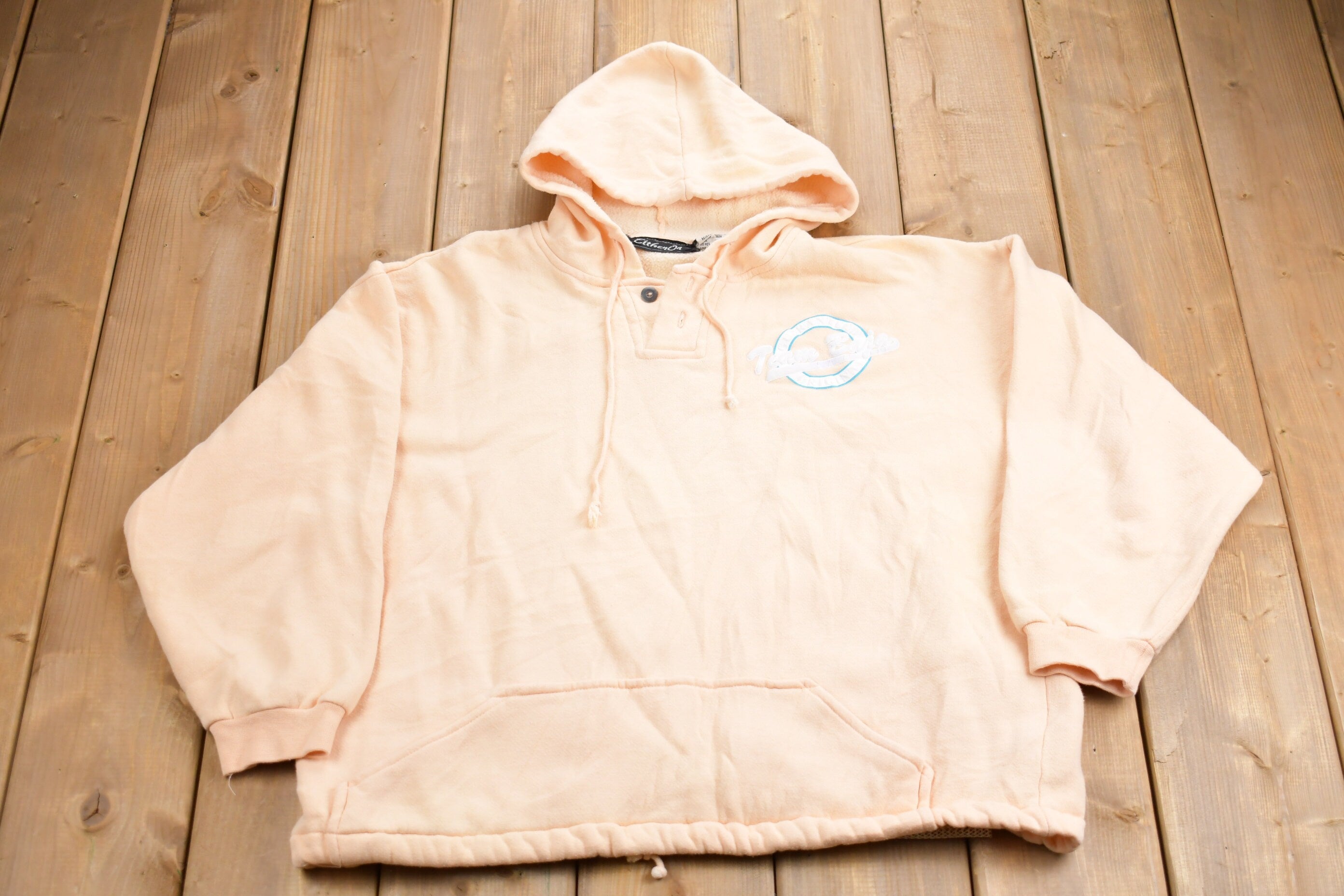 Vintage 1990s Either On Team Baja Graphic Hoodie  90s Hoodie  Vintage Sweater  Full Zip  80s  90s  Athletic Pull Over
