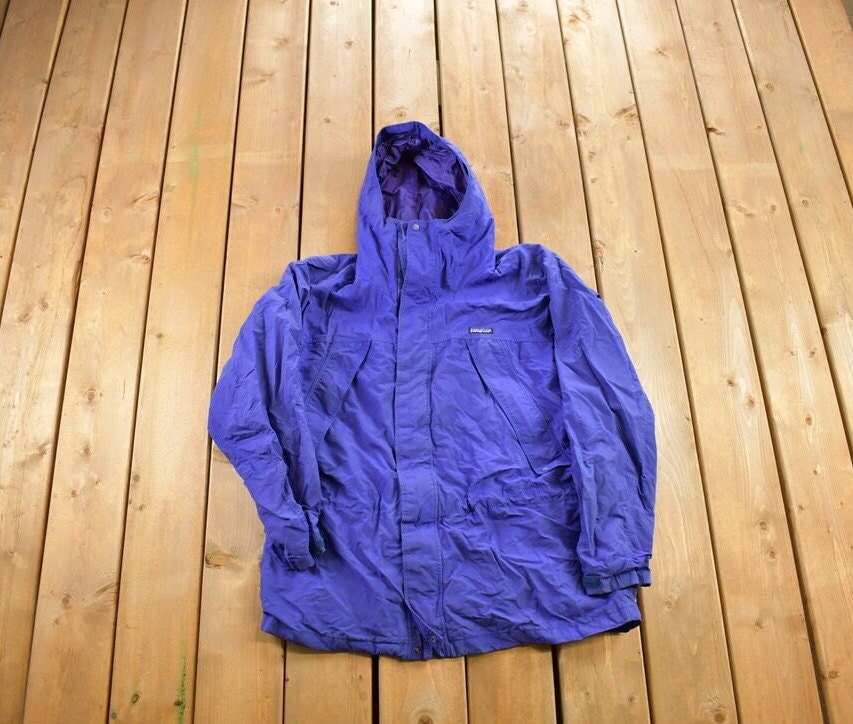 Vintage 1990s Patagonia Blue Windbreaker Rain Jacket