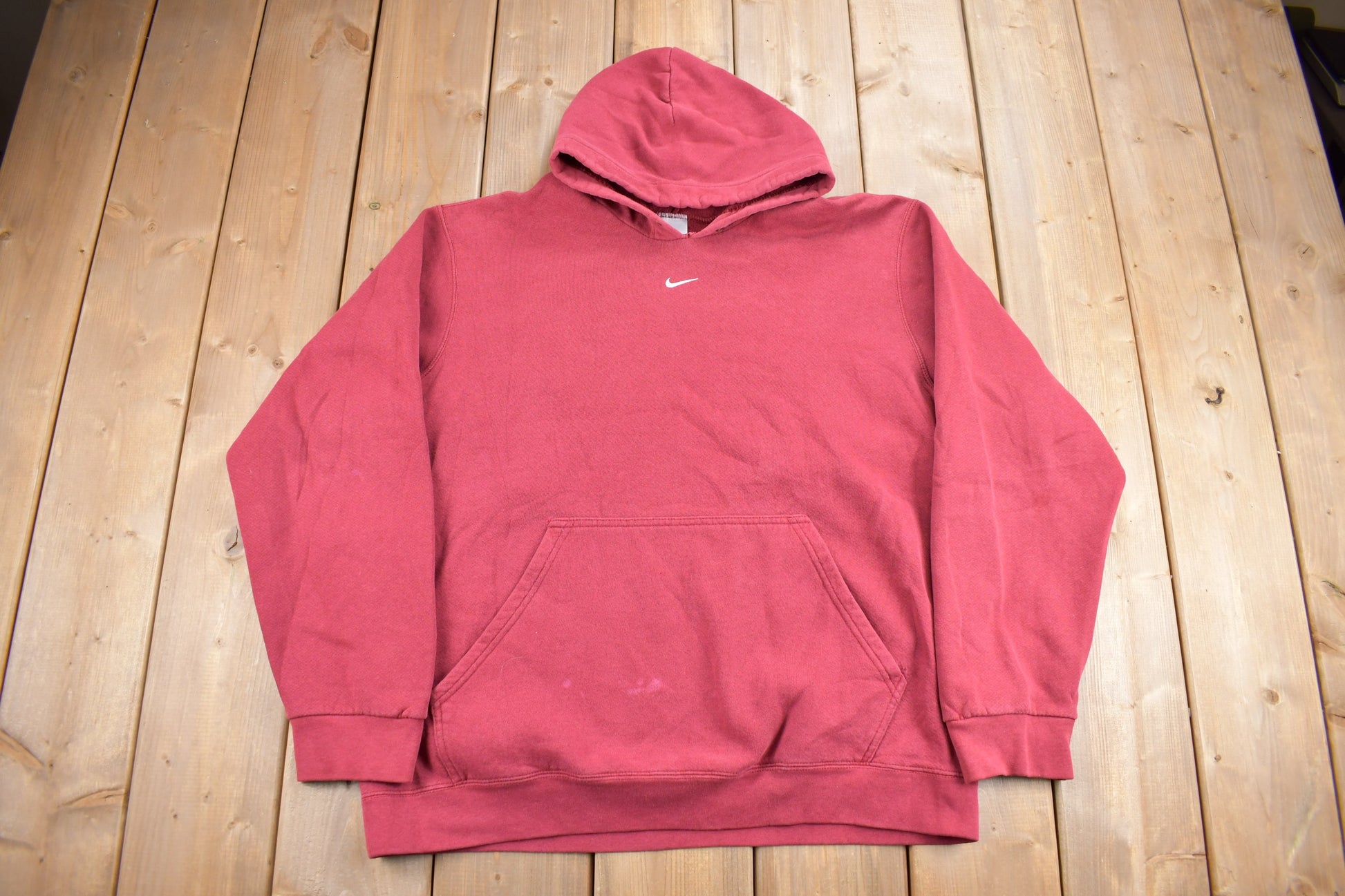 Vintage Y2K Nike Center Swoosh Hoodie / Red Nike Hoodie / Nike Mid Swoosh / Embroidered / Nike Mid Swoosh