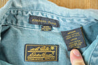 Vintage 1990s Eddie Bauer Denim Button Up Shirt Mens M  Made In USA  Vintage Quarter Button  Preppy Button Up