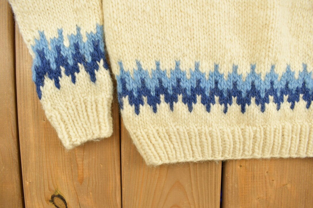 Vintage 1970s Beige Nordic Knit Sweater Apres Ski
