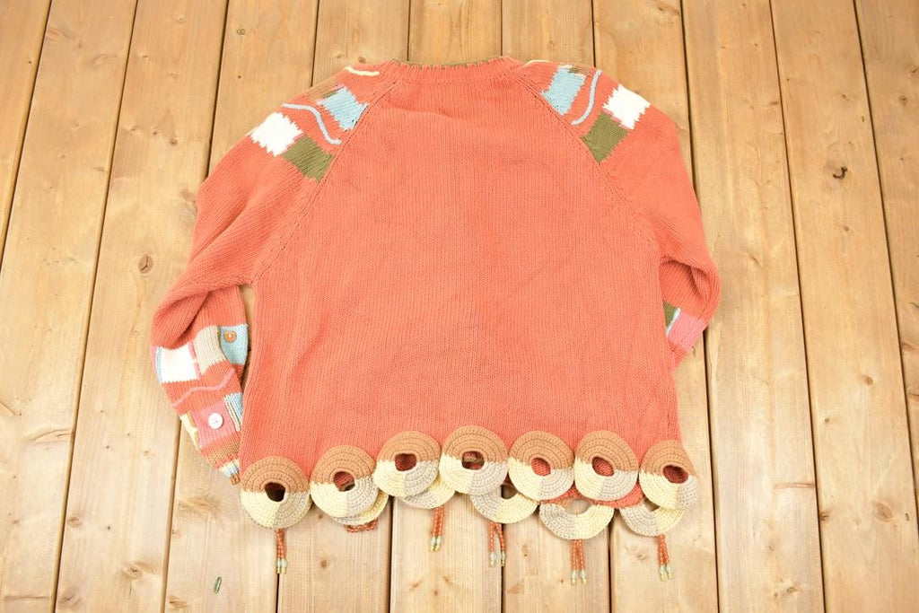 Vintage 1990s CX Clothing Exchange Chunky Abstract Abstract Knit Cardigan Sweater Women's L