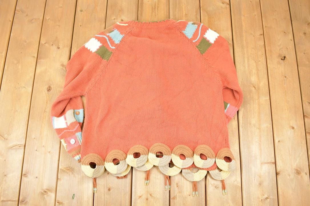 Vintage 1990s CX Clothing Exchange Chunky Abstract Abstract Knit Cardigan Sweater Women's L