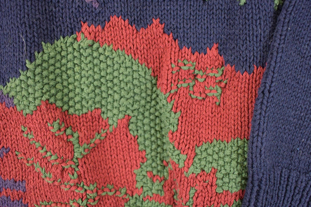 Vintage 1990s Ports International Hand Knit Abstract Forest Crewneck Sweater Men's L