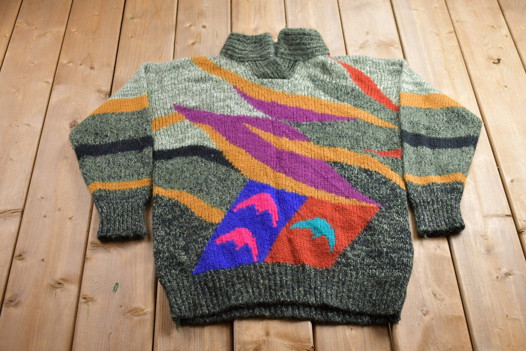 Vintage 1990s Susann D Abstract Wool Knit Sweater