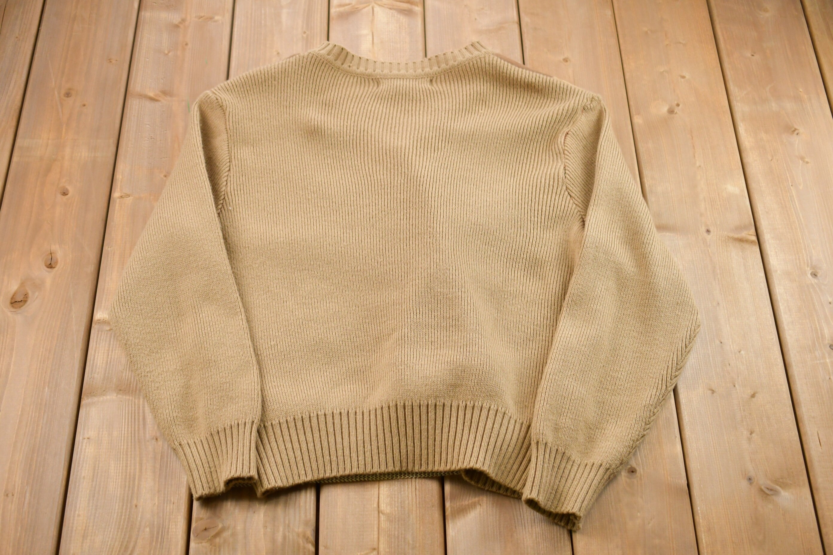 Vintage 1990s Hill & Archer Suede Knitted Sweater