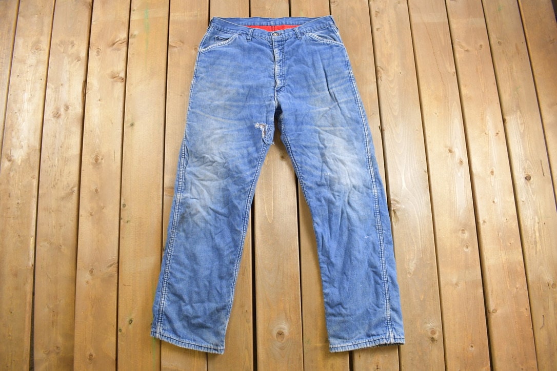 Vintage 1980s Thermal Lined Denim Carpenter Jeans Size 33 x 31.5