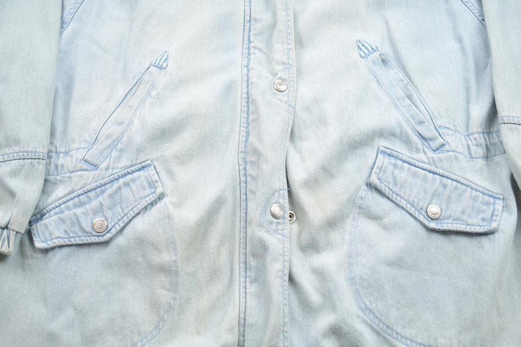 Vintage 1990s OutBrook Striped Denim Hooded Jacket