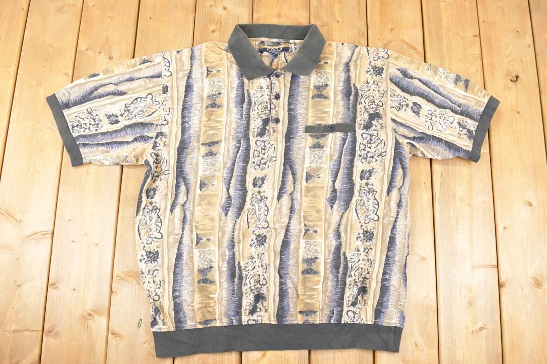 Vintage 1990s Boulevard Club Abstract Button Up Shirt Men's XL