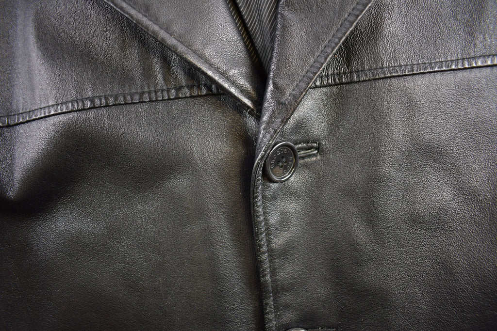 Vintage 1990s Brouge Men Leather Jacket