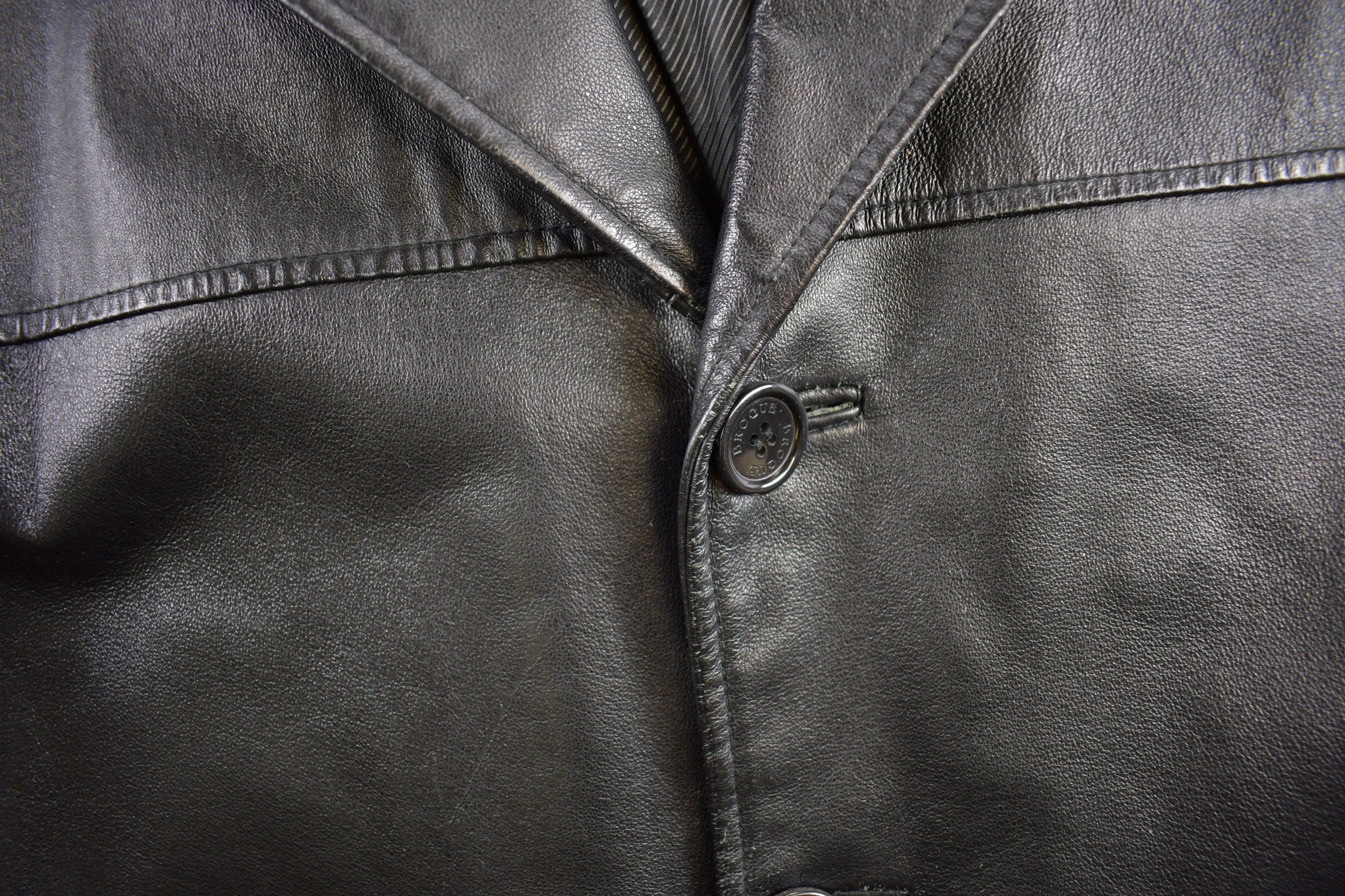 Vintage 1990s Brouge Men Leather Jacket