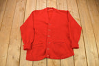 Vintage 1950s Blank Red Cardigan Sweater