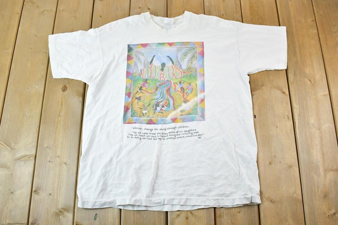 Vintage 1990s Women Change The World Mothers Souvenir Single Stitch T-Shirt Made In USA
