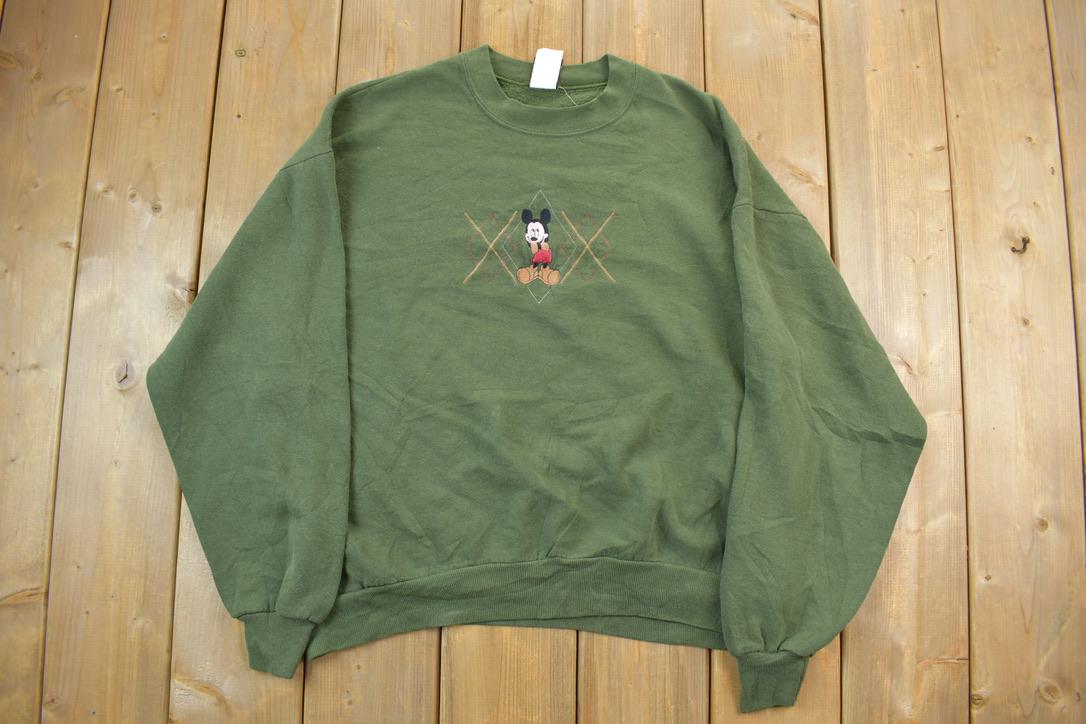 Vintage 1990s Mickey Mouse Disney Crewneck / Vintage Sweatshirt / Vintage Disney / Mickey / Embroidered / Made In USA
