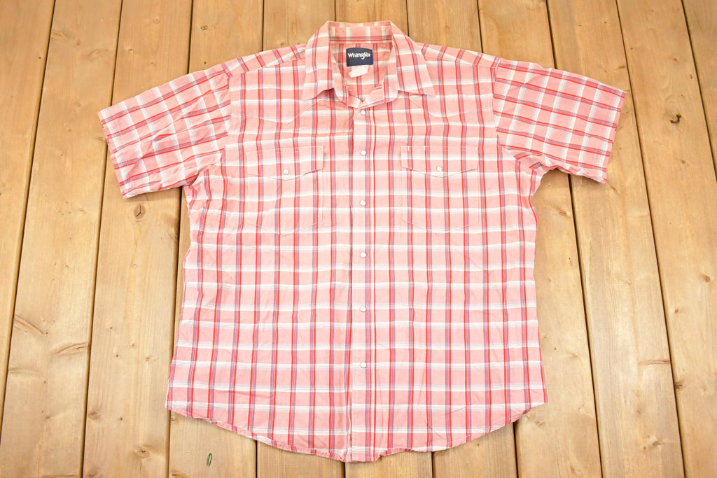 Vintage 1990s Wrangler Plaid Western Button Up Shirt Men's XL