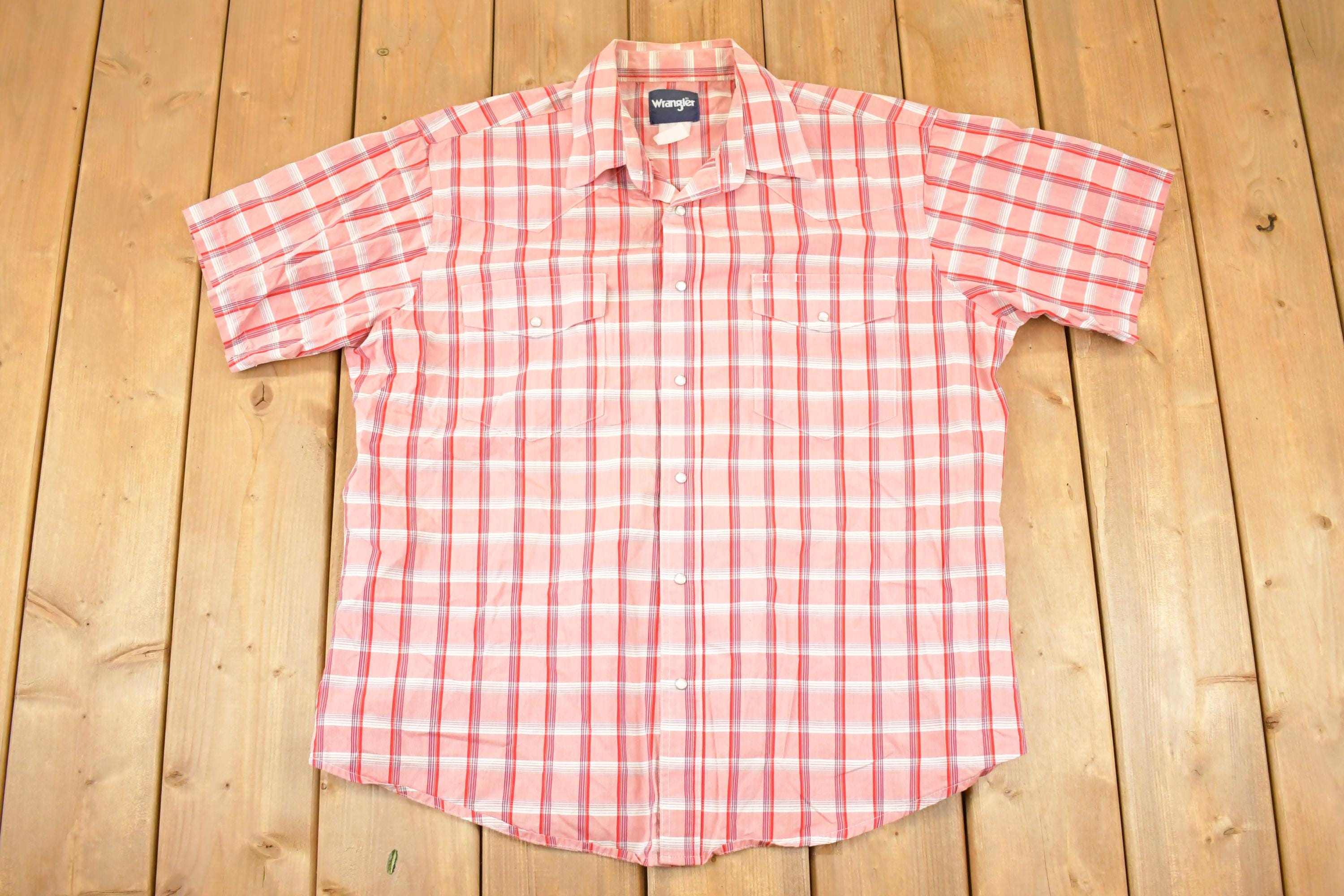 Vintage 1990s Wrangler Plaid Western Button Up Shirt Men's XL