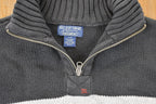 Vintage 1990s Polo Jeans Company Quarter Zip Cable Knit Collared Sweater Men's M