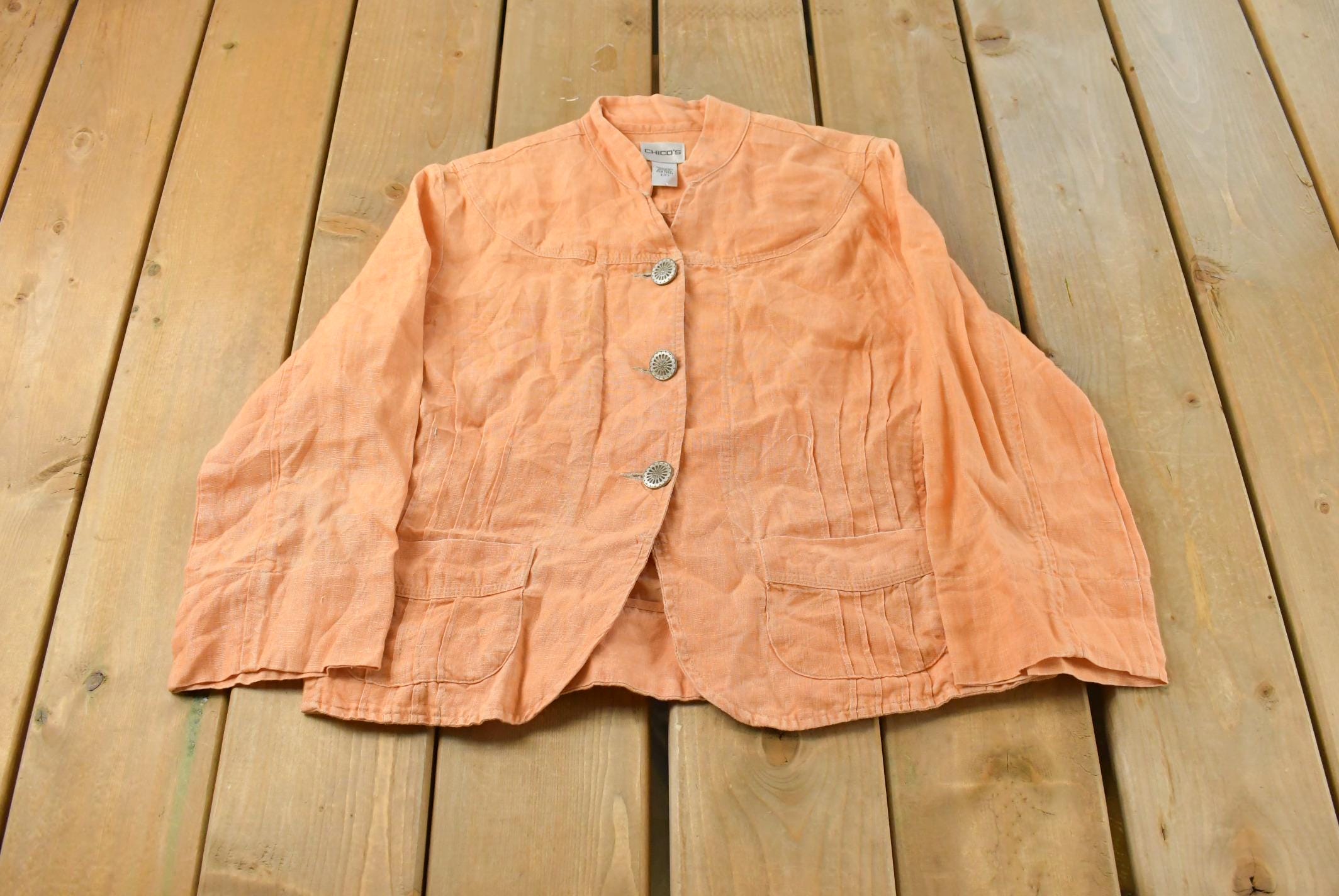 Vintage 1990s Chicos Linen Button Up Shirt Women's S /