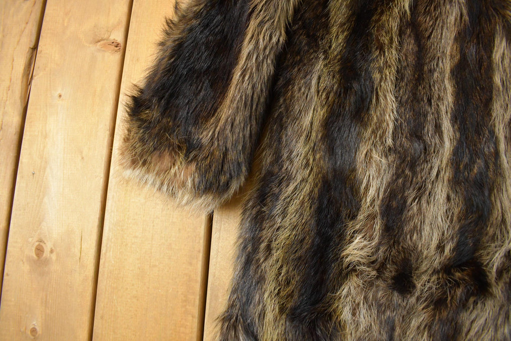 Vintage 1970s Brown Racoon Fur Coat Women's Medium