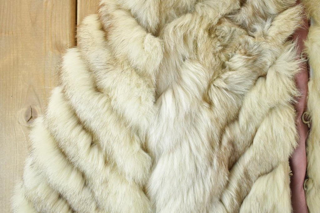Vintage 1970s Arctic Fox White Fox Fur Mid LengthCoat Made In Canada