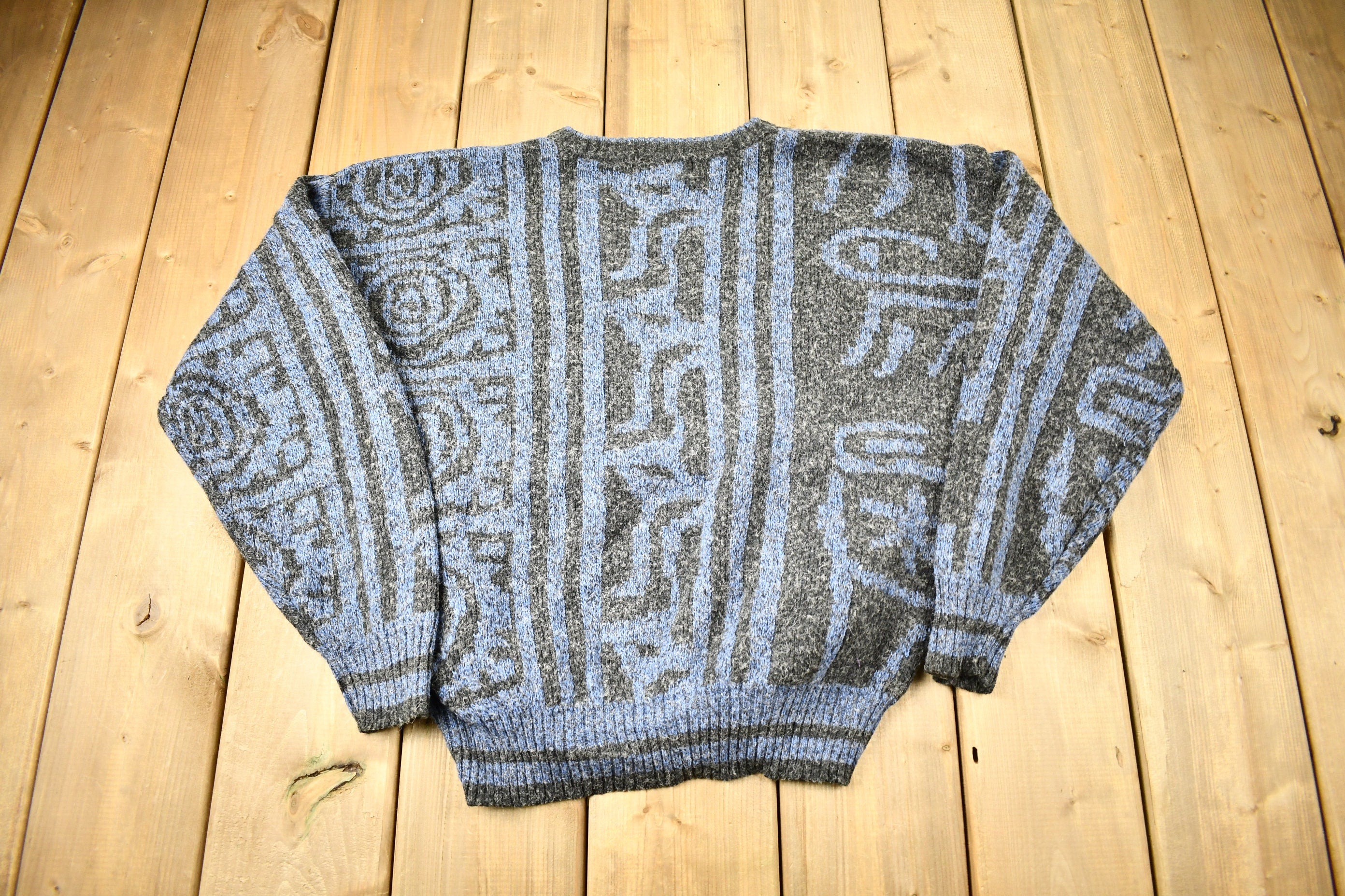 Vintage 1990s Brittany Bay Abstract Knitted Crewneck Sweater