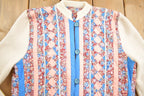 Vintage 1990s Knitted Sleeve Floral Patchwork Bomber Style Cardigan Sweater