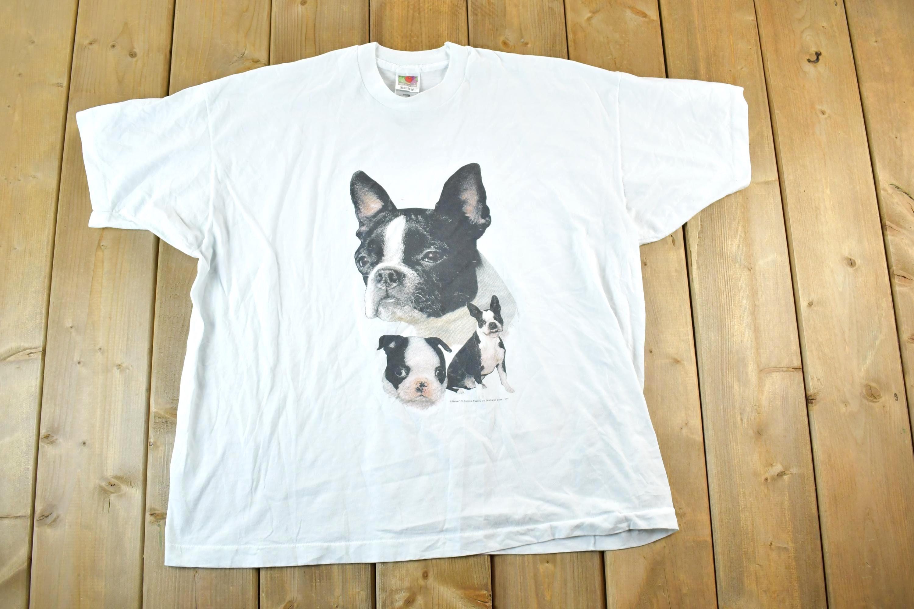 Vintage 90s Boston Terrier Puppy T-Shirt - Mens XL