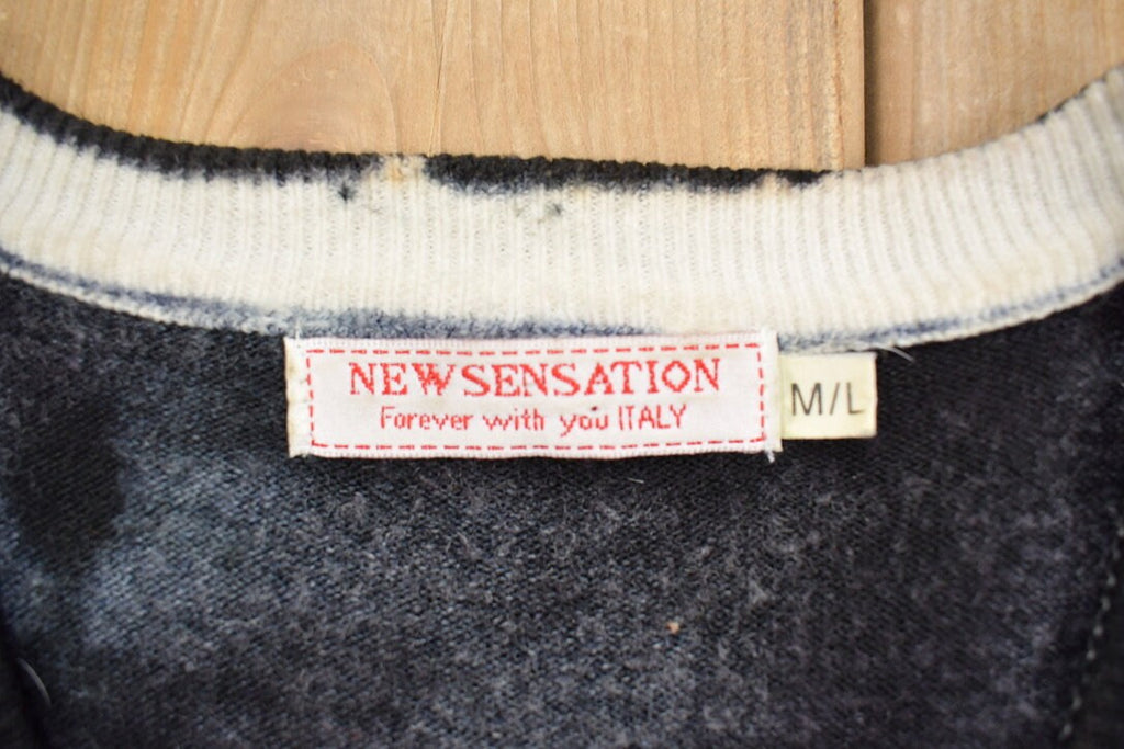 Vintage 1990s Womens Flower Stitched Cardigan Sweater